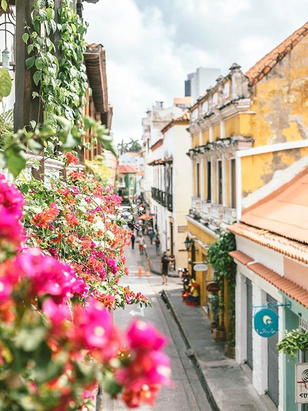 Cartagena old town streets from balcony at Amarla Boutique Hotel