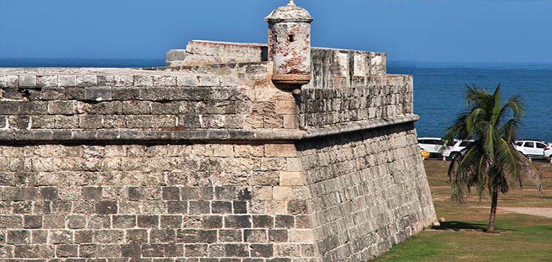 Las Murallas Fortress walls of Cartagena Walled City in Colombia